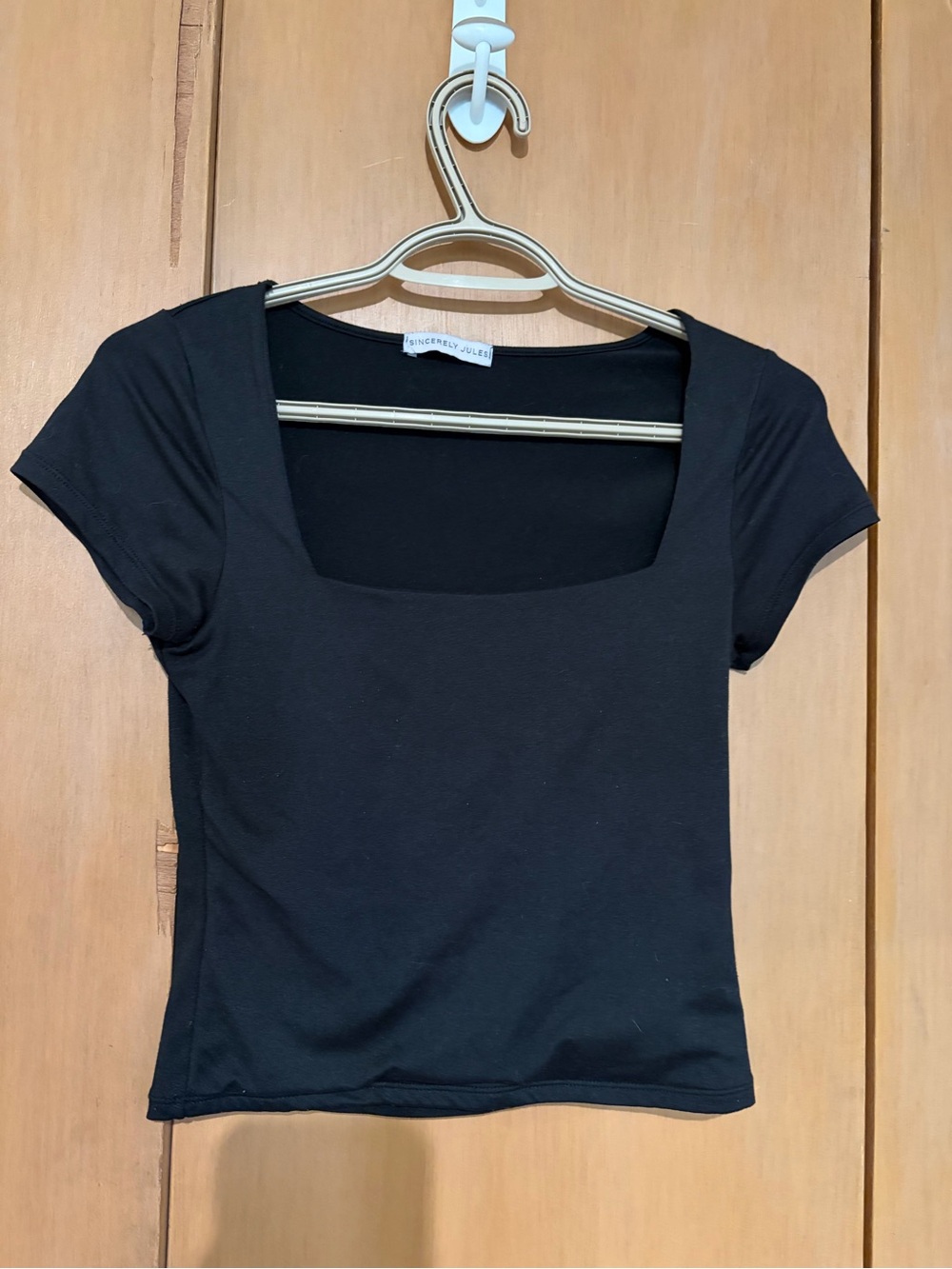 3/$20 Sincerly Jules Black Square Neck Crop Tee